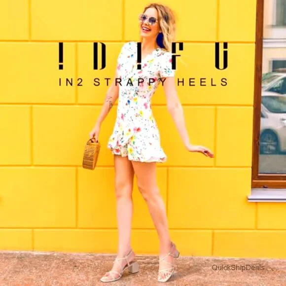Strappy Square Toe Block Heel Sandals Wedding Party Dress Shoes